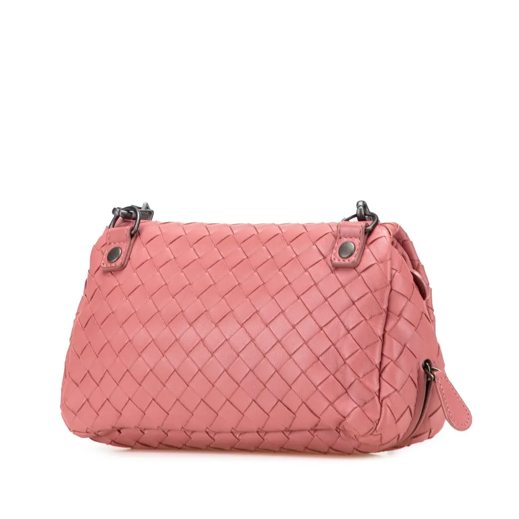 Bottega Veneta Mini Nappa Intrecciato Expandable Chain Crossbody Pink Leather Very good - Back View