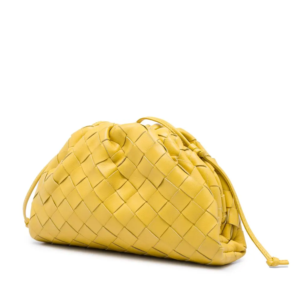Bottega Veneta Nappa Intrecciato The Mini Pouch Crossbody Yellow Leather Very good - Back View