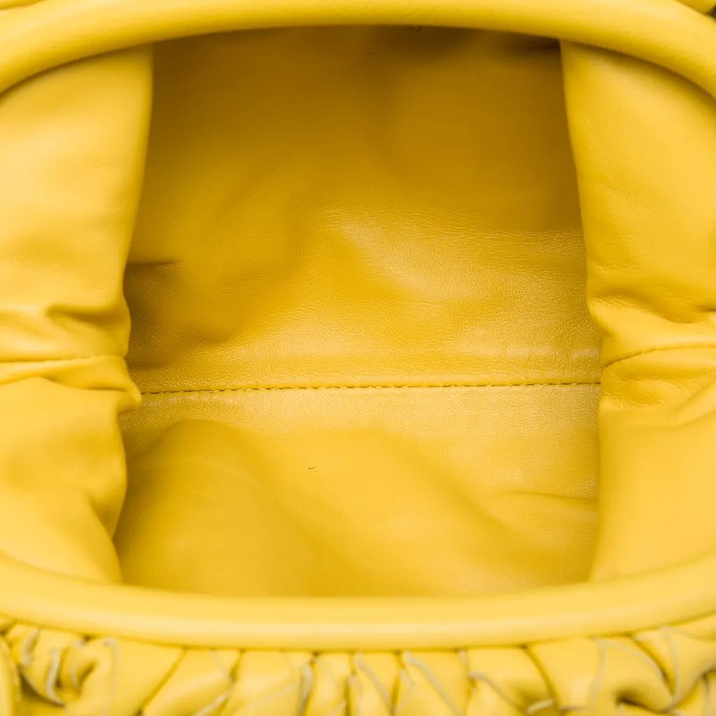 Bottega Veneta Nappa Intrecciato The Mini Pouch Crossbody Yellow Leather Very good - Model View