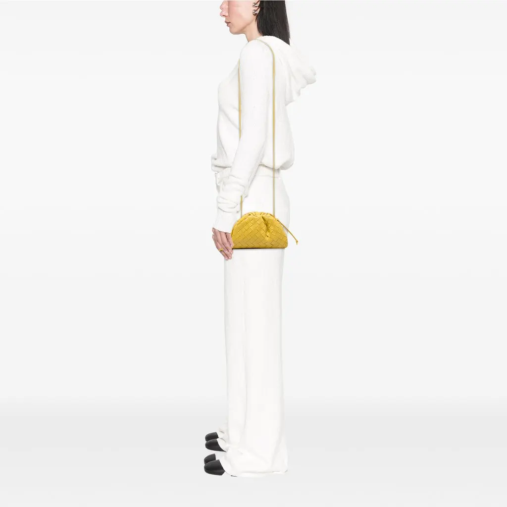 Bottega Veneta Nappa Intrecciato The Mini Pouch Crossbody Yellow Leather Very good - Box View