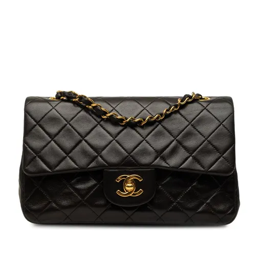 Chanel متوسطة كلاسيك جلد الحمل مزدوجة بغطاء