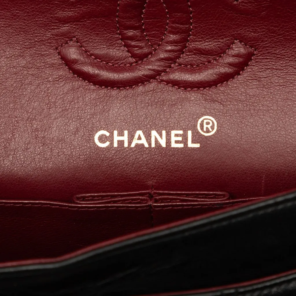 Chanel Medium Classic Lambskin Double Flap Black Leather Good - Box View