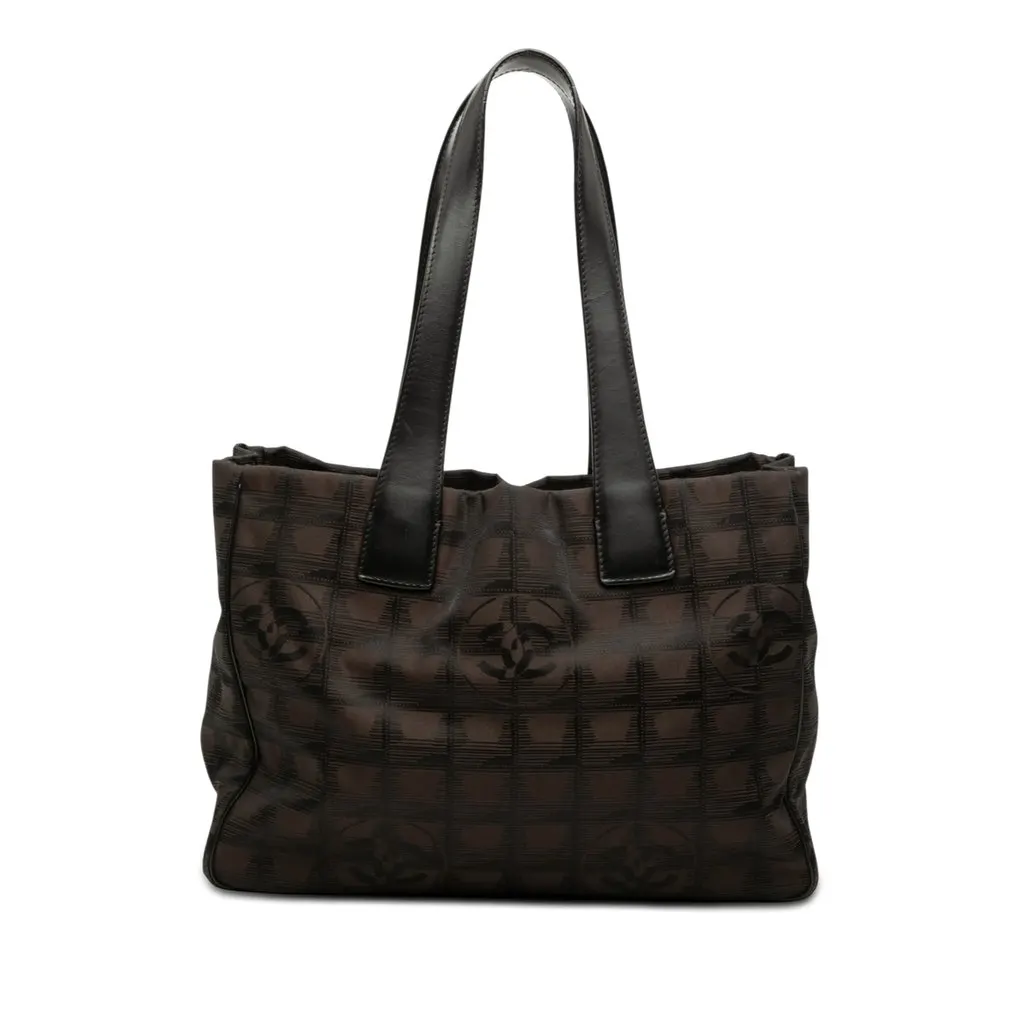 Chanel New Travel Line Nylon Tote Brown Very good - Front View