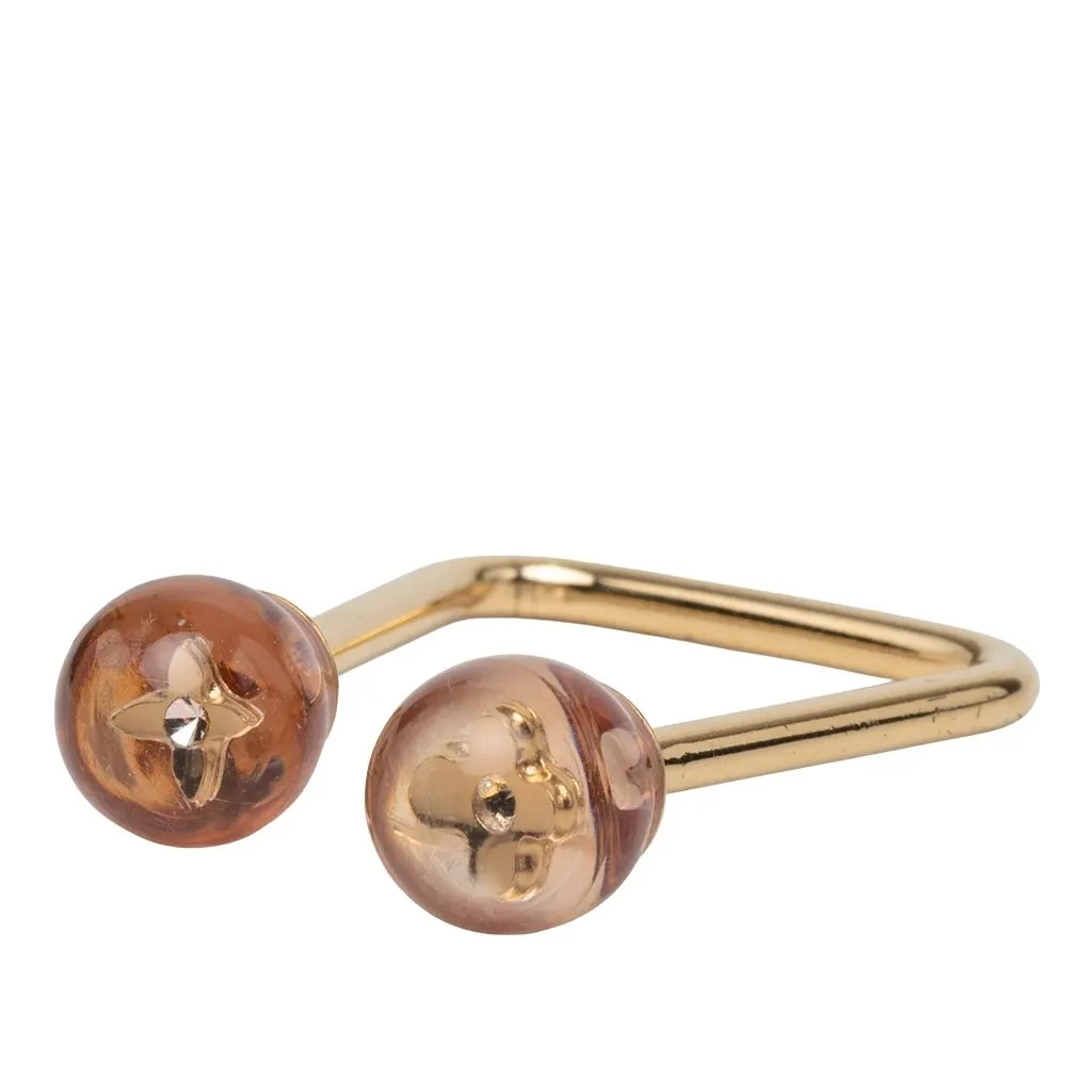 Louis Vuitton Resin Crystal Inclusion Fleur Bubble Cocktail Ring Gold Plastic Very good - Back View