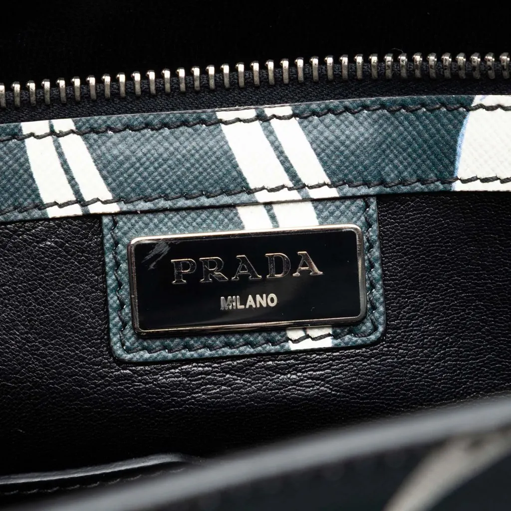 Prada Saffiano Hawaiian Print Tote Green Leather Very good - Box View