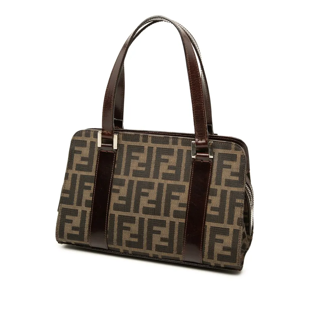 Fendi Zucca Canvas Handbag Brown Canvas Good - Back View