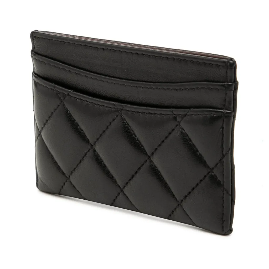 Chanel CC Quilted Lambskin Card Holder Black Leather Very good - Back View
