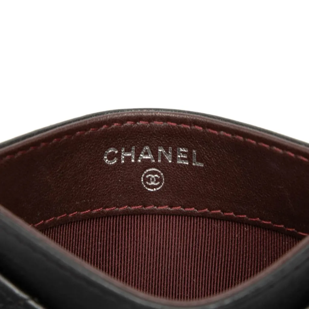Chanel CC Quilted Lambskin Card Holder Black Leather Very good - Box View