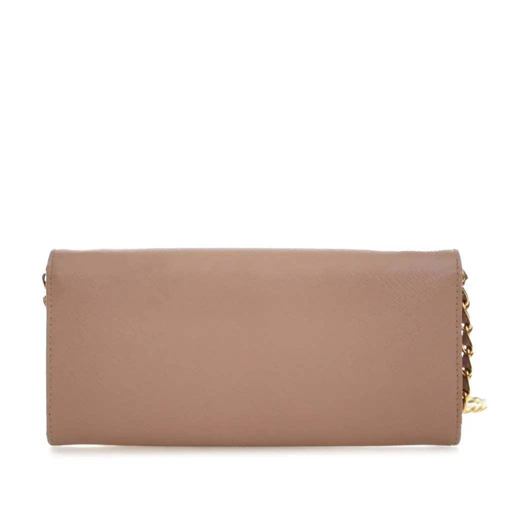 Prada Saffiano Wallet on Chain Brown Leather Very good - Back View
