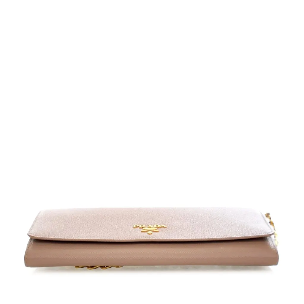 Prada Saffiano Wallet on Chain Brown Leather Very good - Inside View