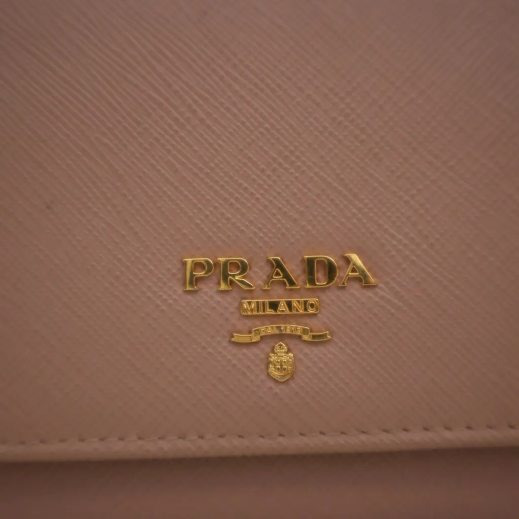 Prada Saffiano Wallet on Chain Brown Leather Very good - Box View