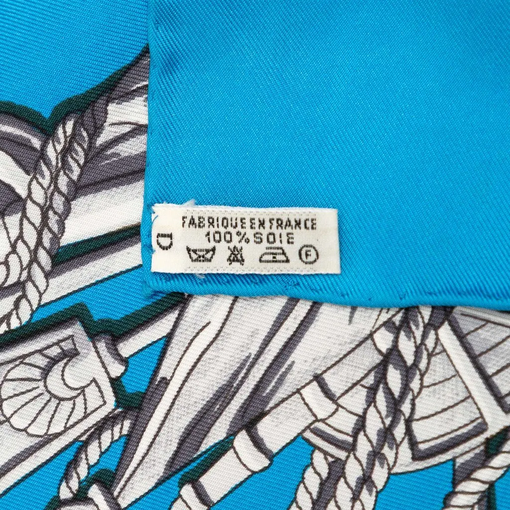 Hermès Marine et Cavalerie Silk Scarf 90 Blue Very good - Box View