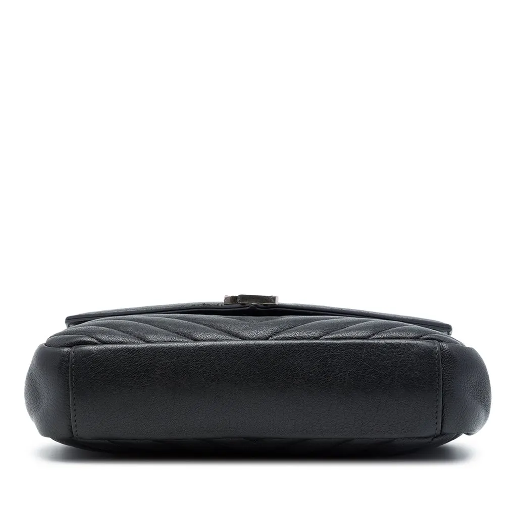 Saint Laurent Medium Chevron Sheepskin Monogram College Satchel Black Leather Very good - Inside View