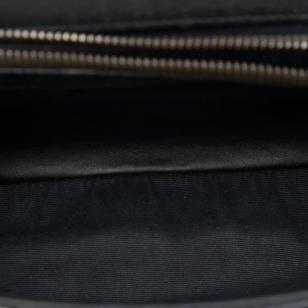 Saint Laurent Medium Chevron Sheepskin Monogram College Satchel Black Leather Very good - Model View