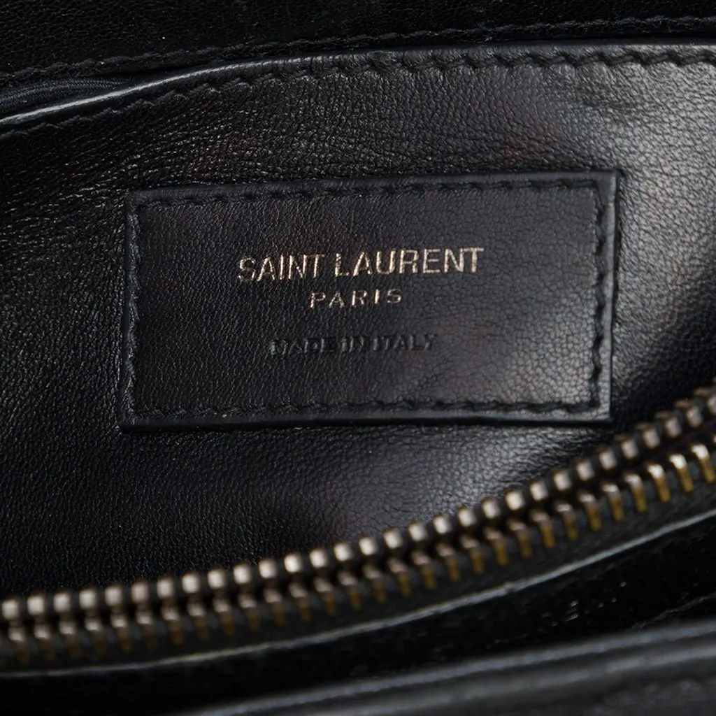 Saint Laurent Medium Chevron Sheepskin Monogram College Satchel Black Leather Very good - Box View