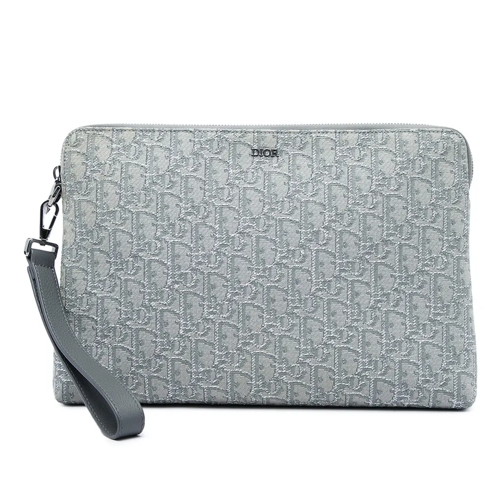 Dior Oblique Canvas A4 Zipped Pouch MultiColor Canvas Very good - Front View