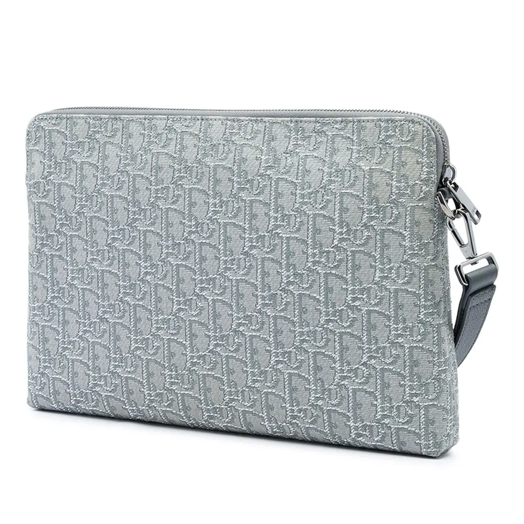 Dior Oblique Canvas A4 Zipped Pouch MultiColor Canvas Very good - Back View