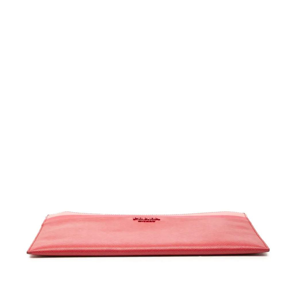 Prada Tricolor Saffiano Zippered Portfolio Clutch Red Leather Very good - Inside View