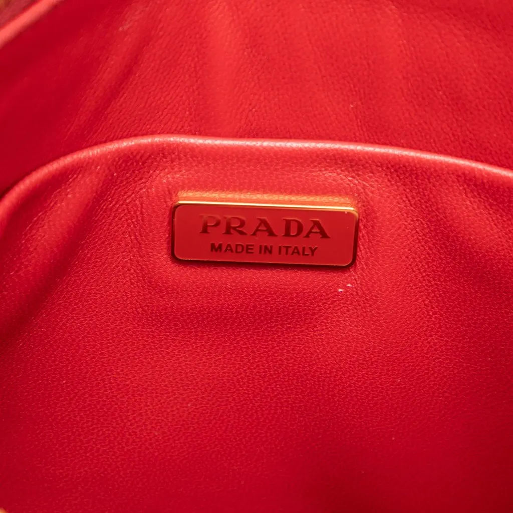 Prada Tricolor Saffiano Zippered Portfolio Clutch Red Leather Very good - Box View