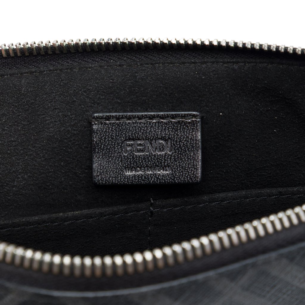 Fendi Zucca Coated Canvas FF 1974 Diagonal Logo Flat Pouch M