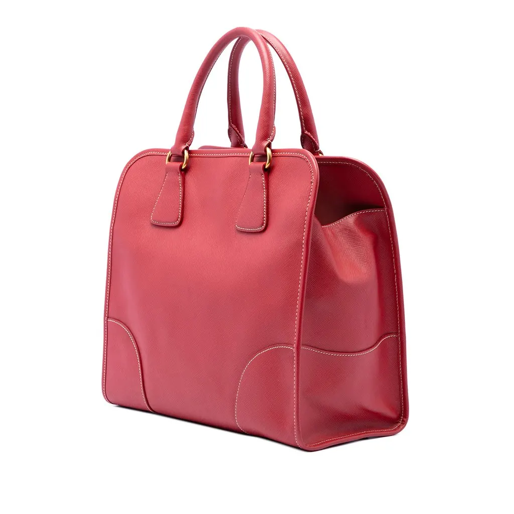 Prada Saffiano Lux Shopping Tote Red Leather Good - Back View