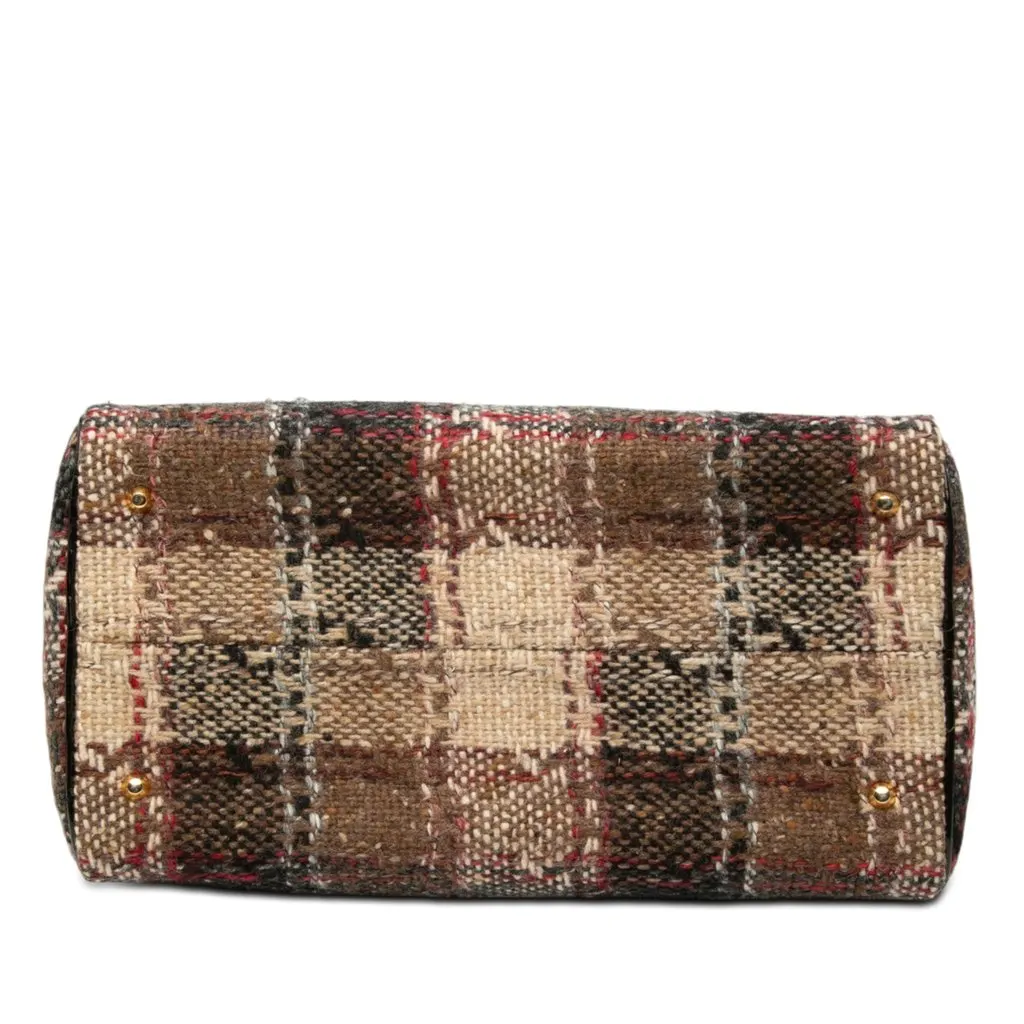 Burberry Plaid Wool Boston Bag Brown Very good - Inside View