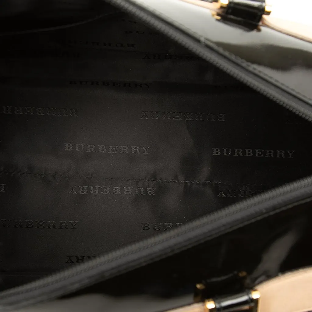 Burberry Plaid Wool Boston Bag Brown Very good - Model View
