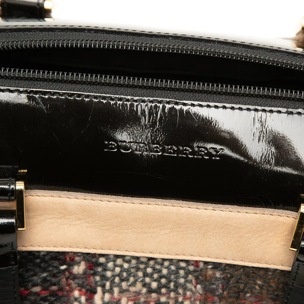 Burberry Plaid Wool Boston Bag Brown Very good - Box View
