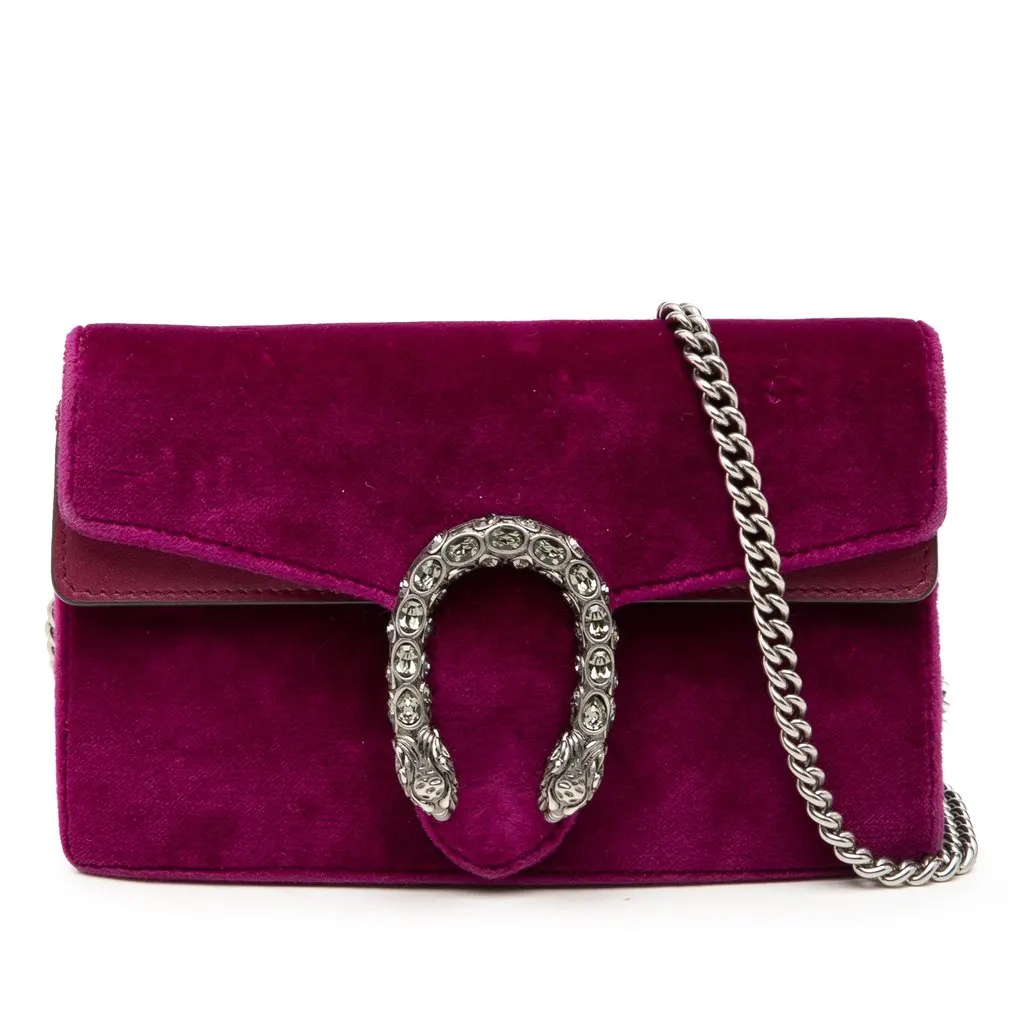 Gucci Mini Velvet Dionysus Crossbody Purple Very good - Front View