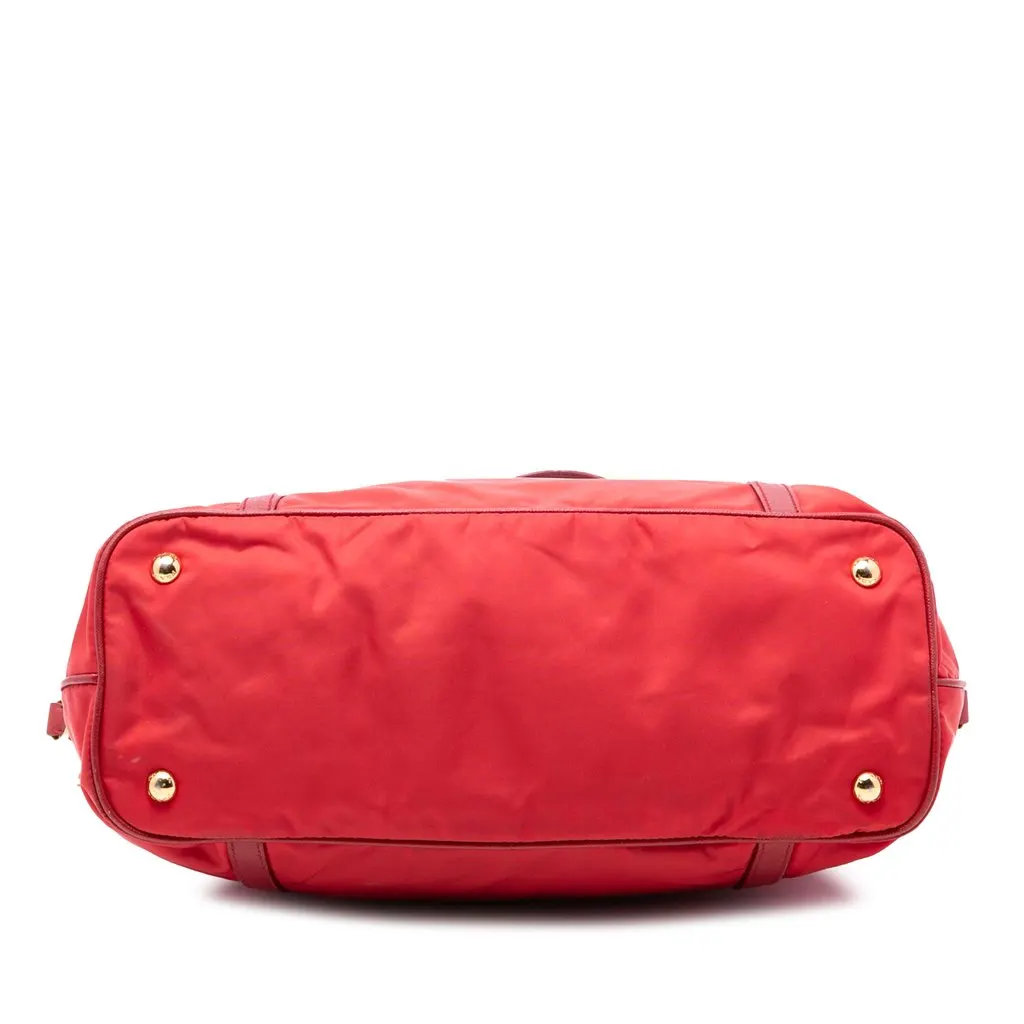 Prada Saffiano Trimmed Tessuto Zip Top Convertible Tote Red Very good - Inside View