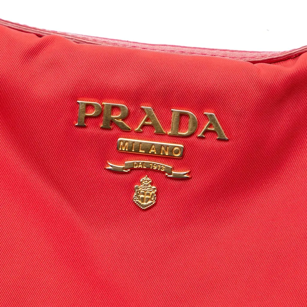 Prada Saffiano Trimmed Tessuto Zip Top Convertible Tote Red Very good - Box View