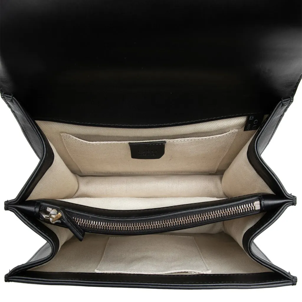 Gucci Medium Calfskin Bamboo Dionysus Web Satchel Black Leather Very good - Model View