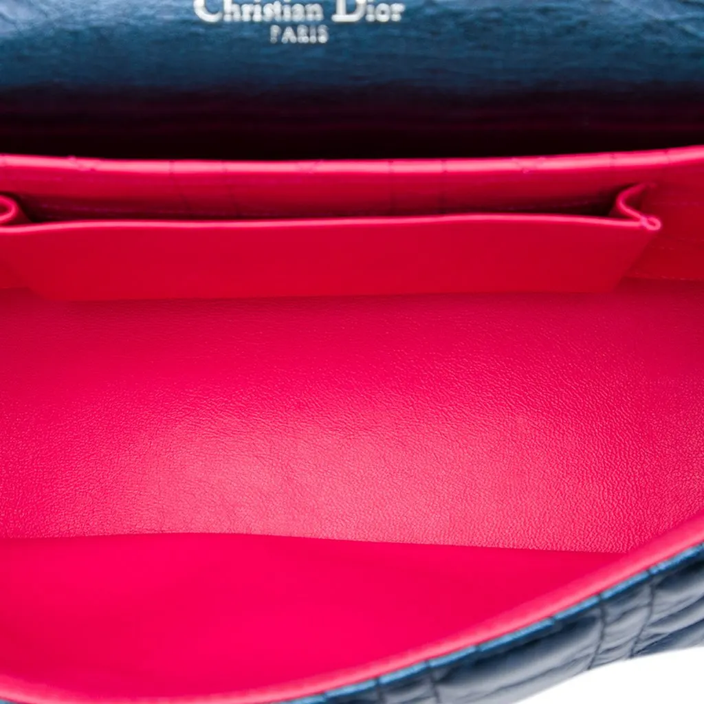 Dior Large Metallic Aged Calfskin Cannage Miss Dior Flap Blue Leather Very good - Model View