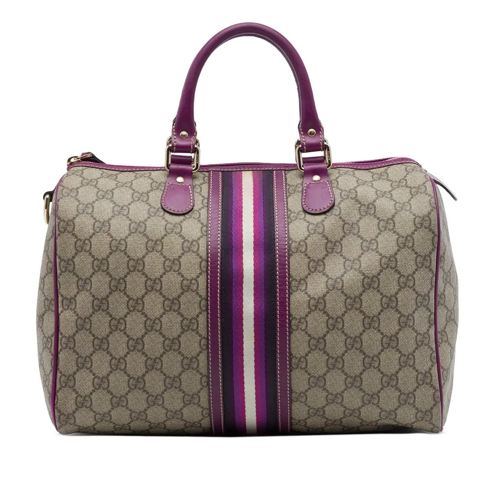 Gucci Medium GG Supreme Joy Web Boston Bag Beige Canvas Very good - Front View