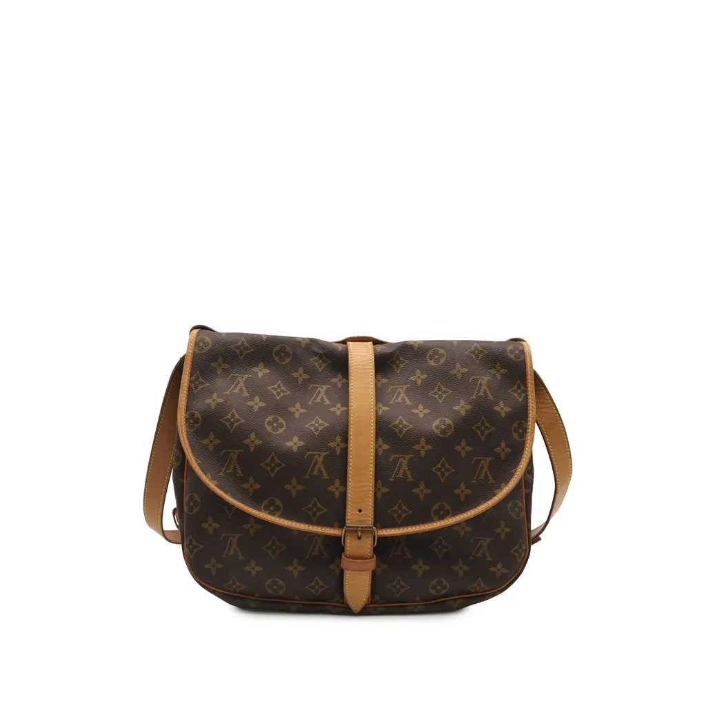 Louis Vuitton Monogram Saumur 35 Brown Canvas Good - Front View