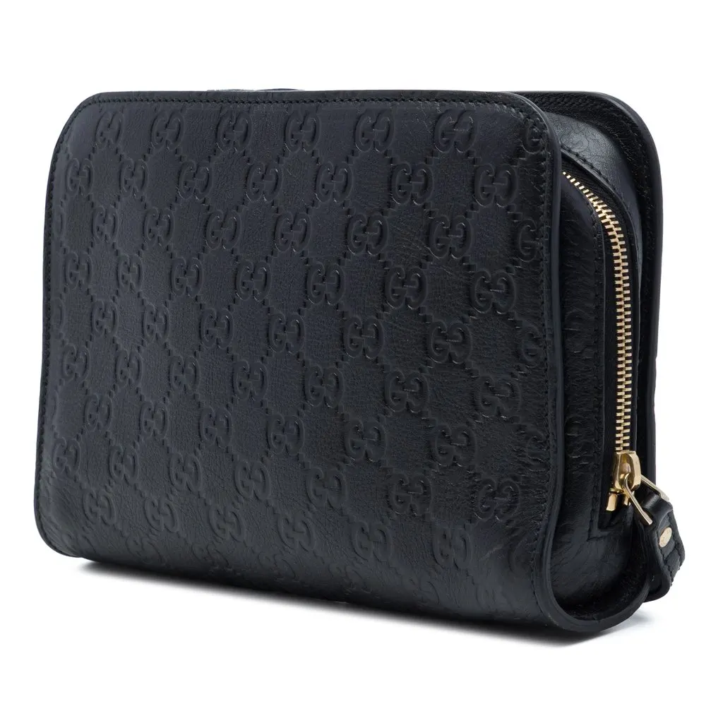 Gucci Guccissima Clutch Black Leather Very good - Back View