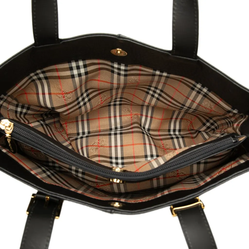 Burberry Leather Tote Black Leather Good - Model View