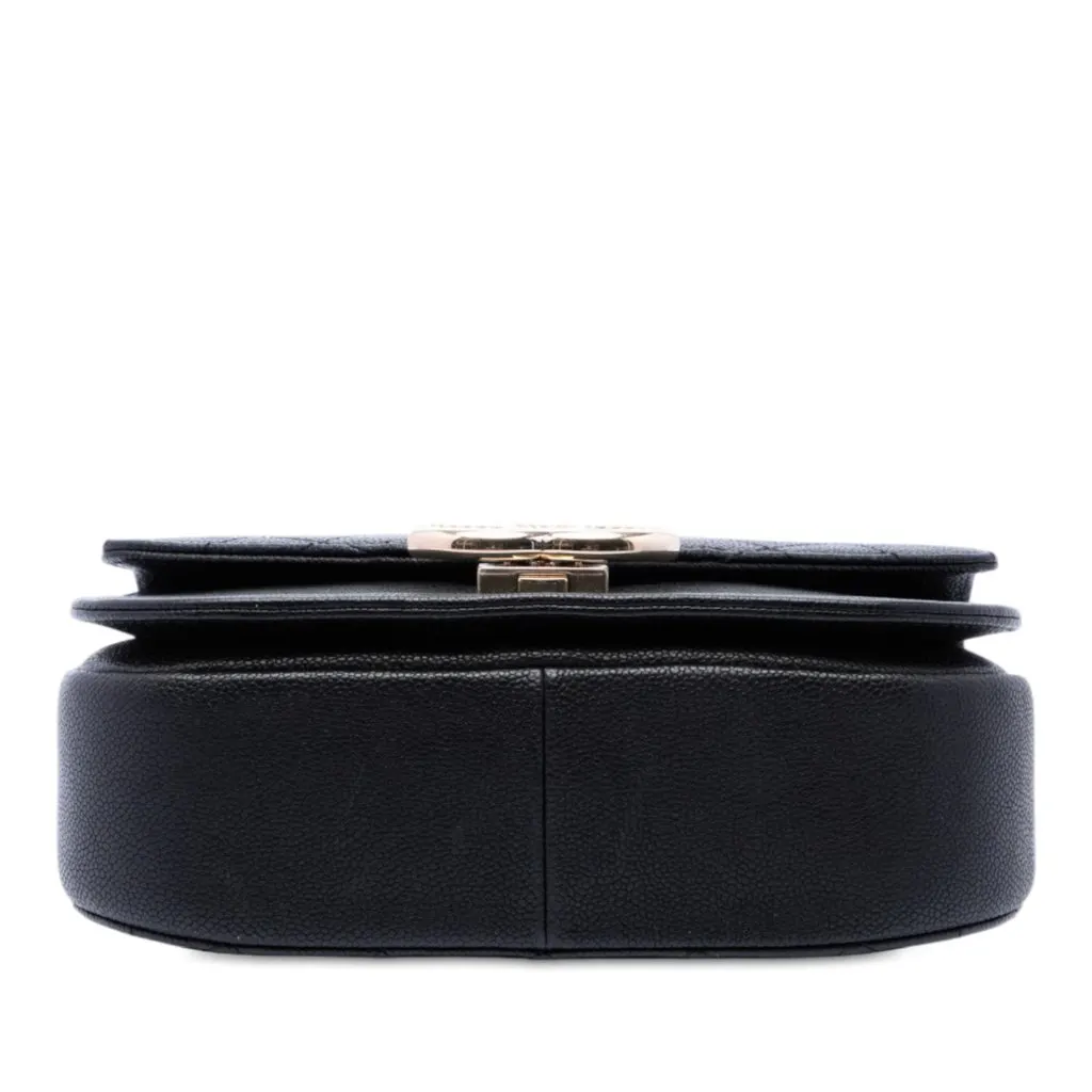 Chanel Paris Cuba Small Quilted Caviar Thread Around Flap Black Leather Very good - Inside View