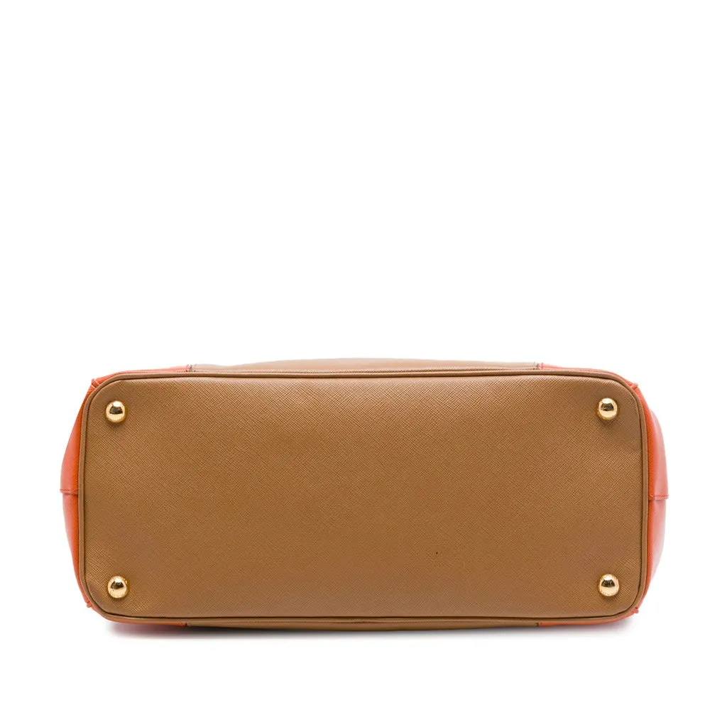 Prada Medium Bicolor Saffiano Lux Galleria Double Zip Satchel Brown Leather Very good - Inside View