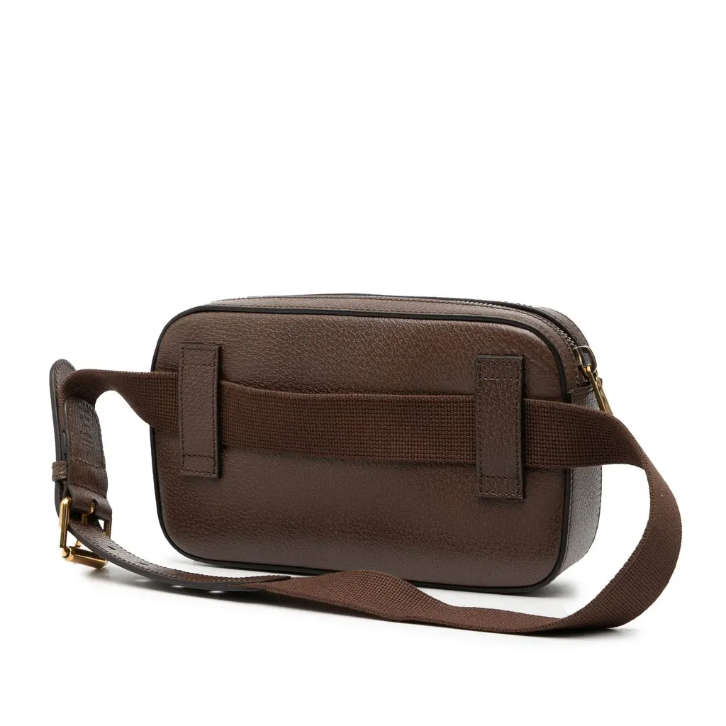 Gucci 100th Anniversary Textured Dollar Calfskin Logo Belt Bag Brown Leather Very good - Back View