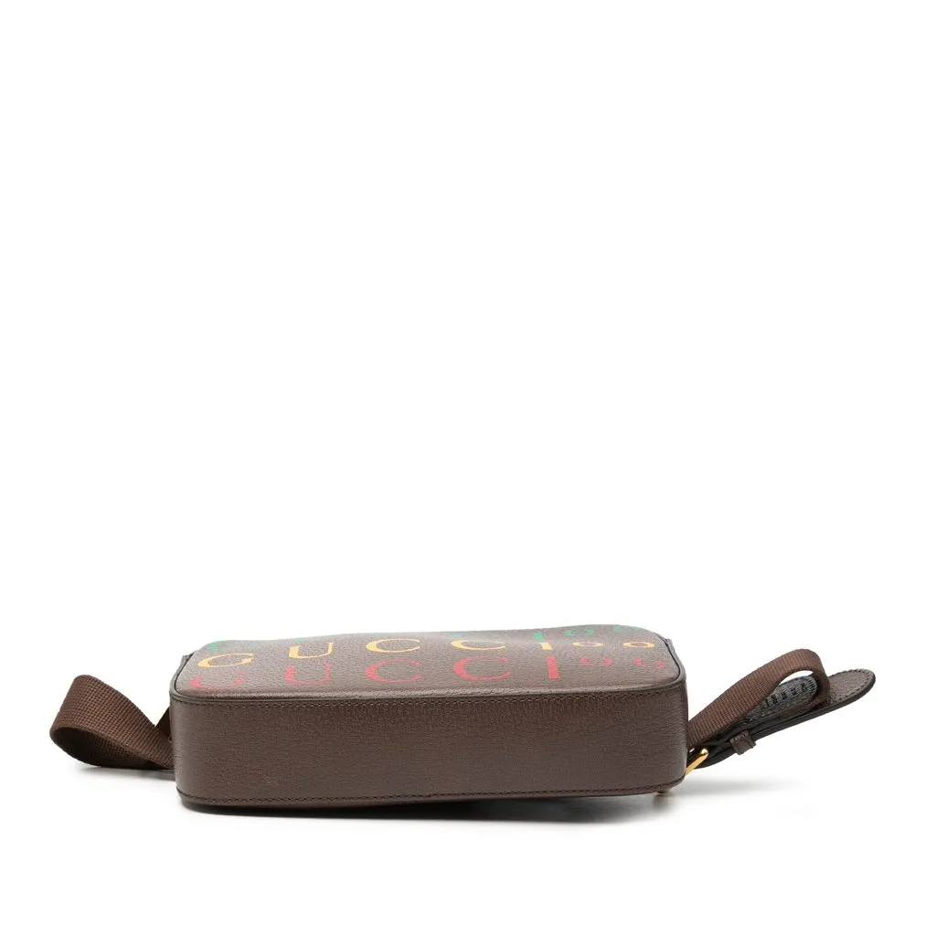 Gucci 100th Anniversary Textured Dollar Calfskin Logo Belt Bag Brown Leather Very good - Inside View