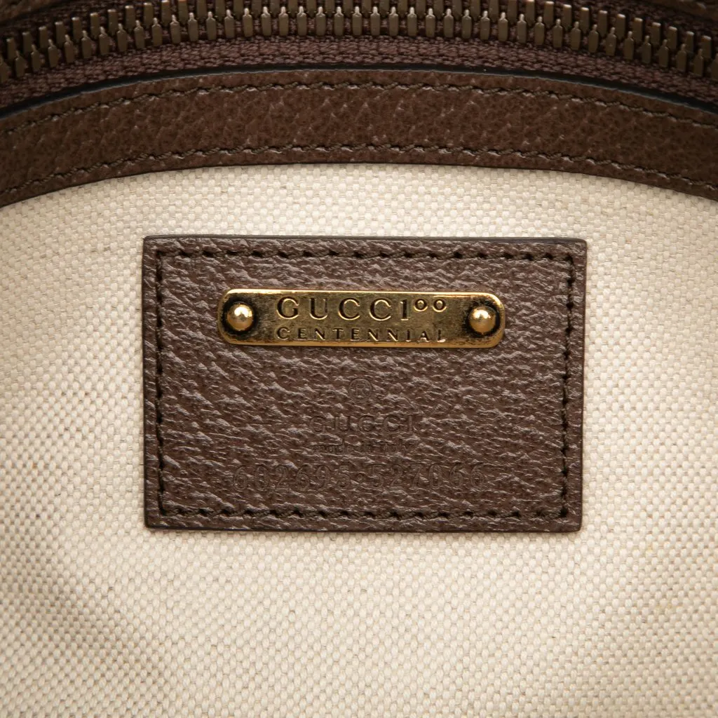 Gucci 100th Anniversary Textured Dollar Calfskin Logo Belt Bag Brown Leather Very good - Box View