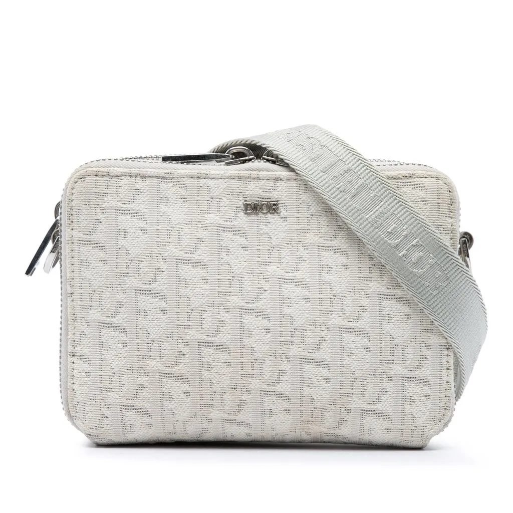 Dior Oblique Canvas Double Zip Crossbody Brown Very good - Front View