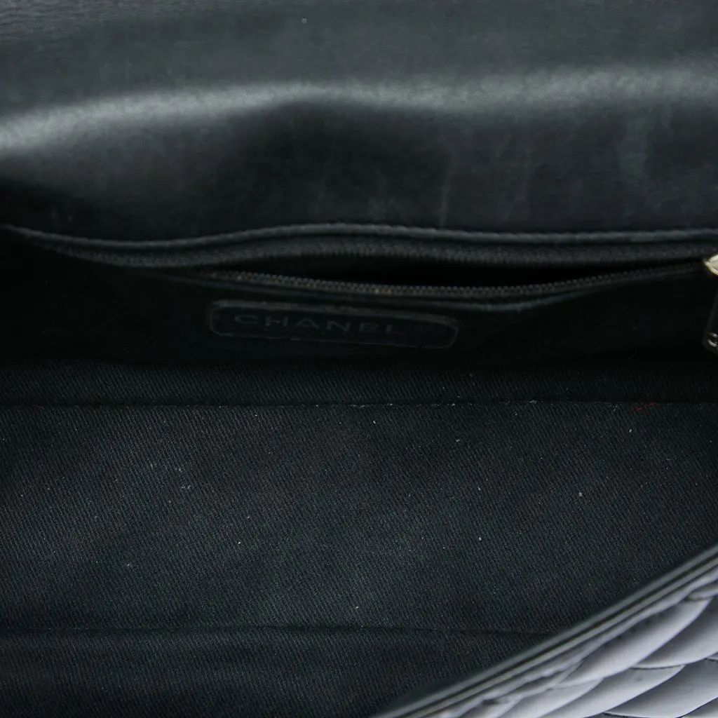 Chanel Small Quilted Patent Coco Shine Flap Black Leather Very good - Model View