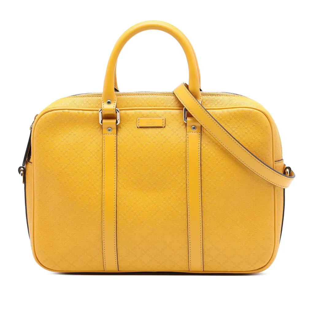 Gucci Medium Diamante Calfskin Bright Business Bag Yellow Leather Very good - Front View