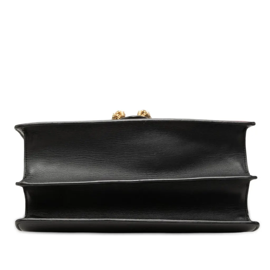 Gucci Medium Calfskin Bamboo Dionysus Web Satchel Black Leather Good - Inside View