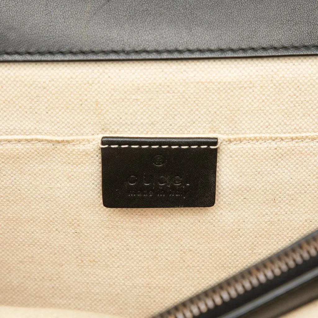 Gucci Medium Calfskin Bamboo Dionysus Web Satchel Black Leather Good - Box View