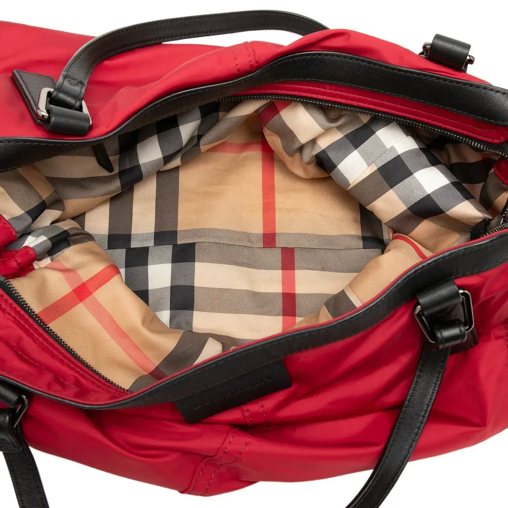 Burberry Nylon Buckleigh Tote Red Polyamide Very good - Model View