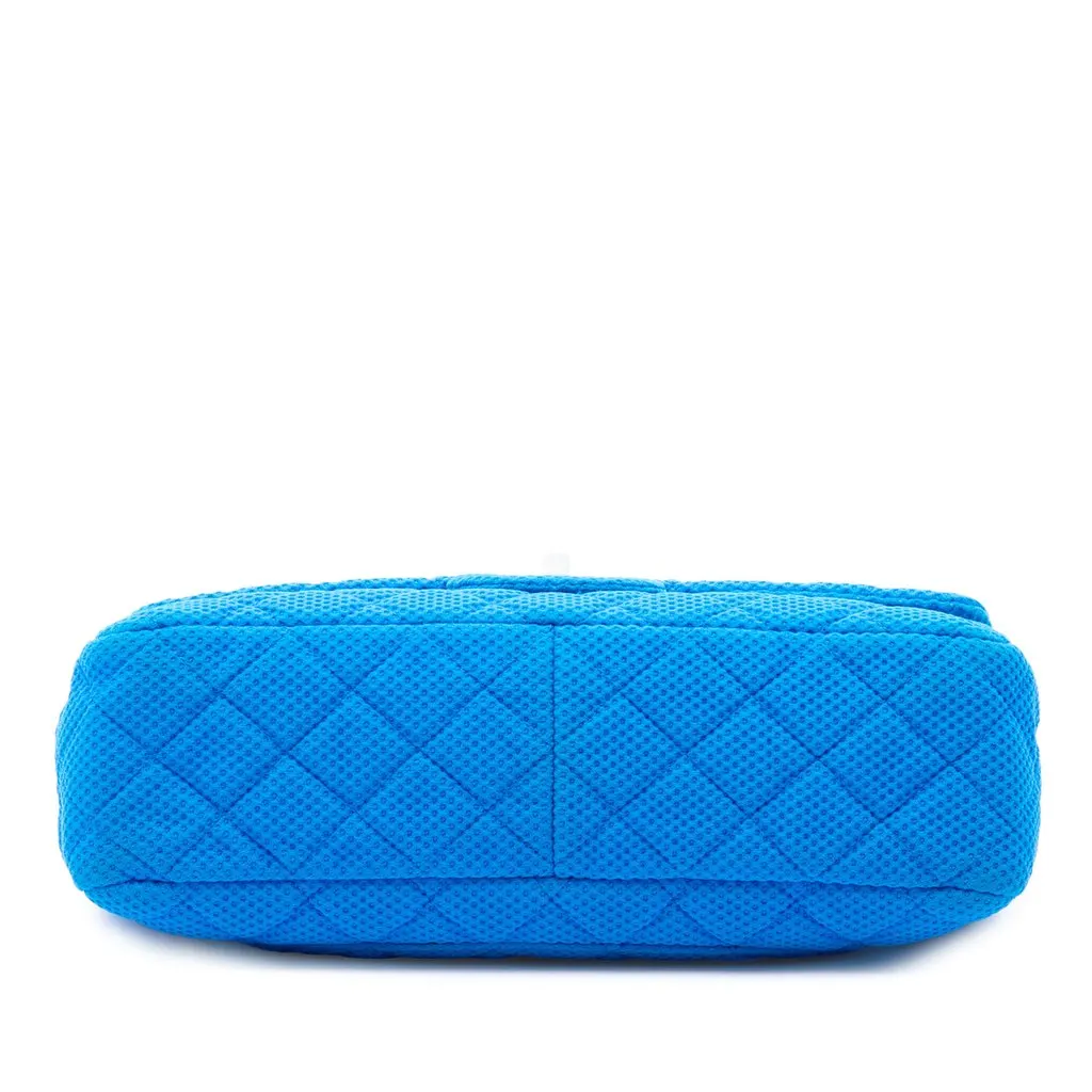 Chanel Jumbo Classic Perforated Jersey Single Flap Blue Very good - Inside View