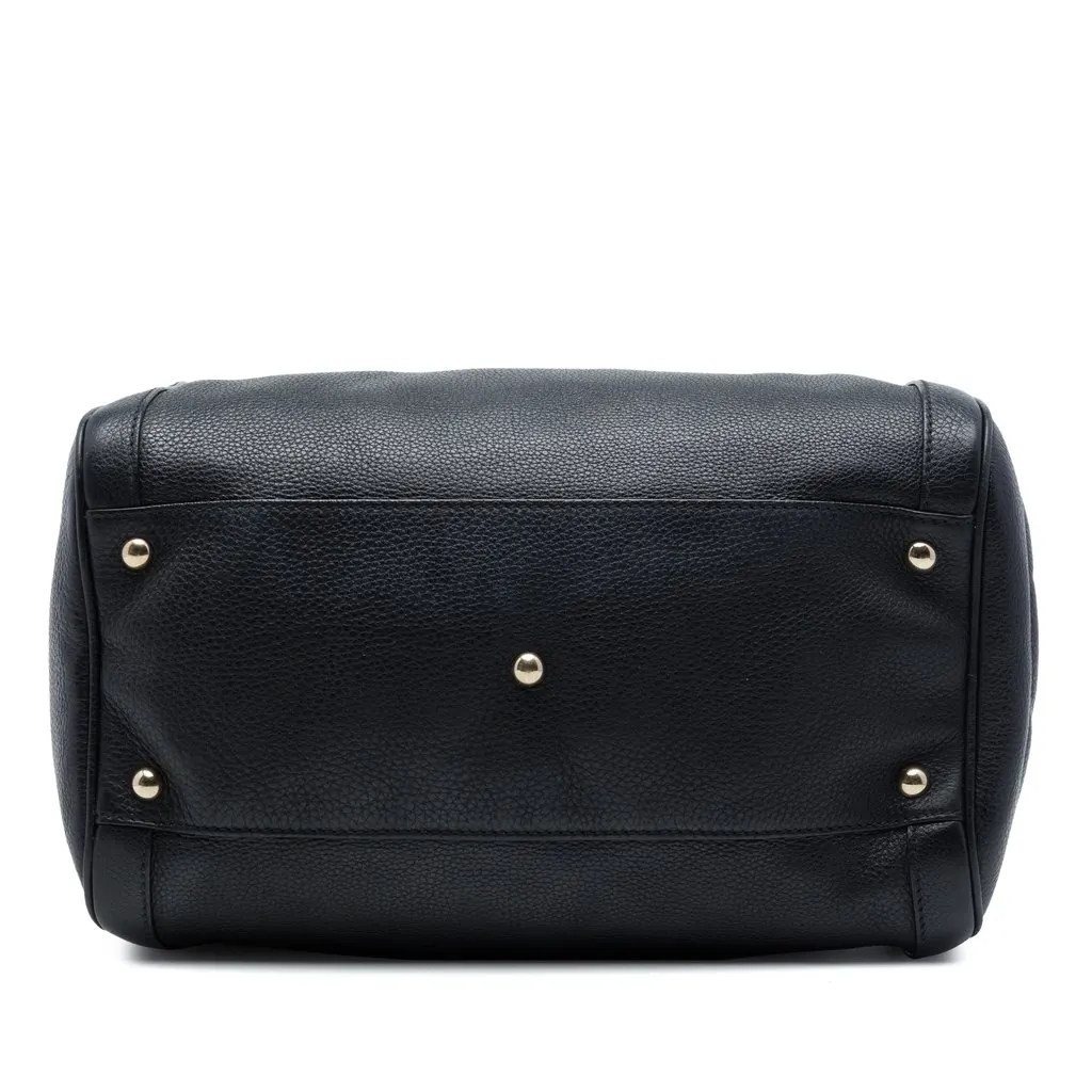 Gucci Medium Pebbled Calfskin Soho Boston Bag Black Leather Good - Inside View